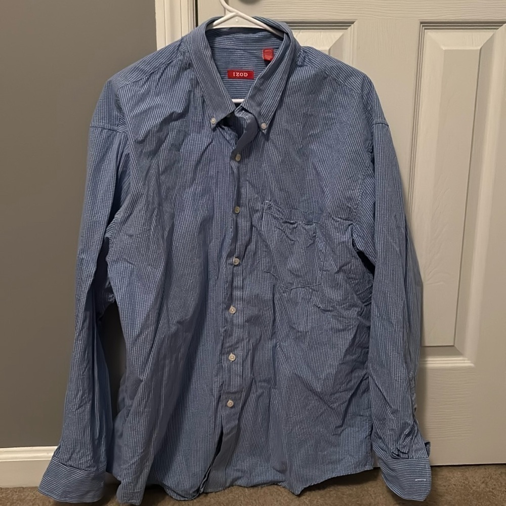 Izod Men’s XL Dress Shirt Long Sleeve Button Down Work Formal Shirt